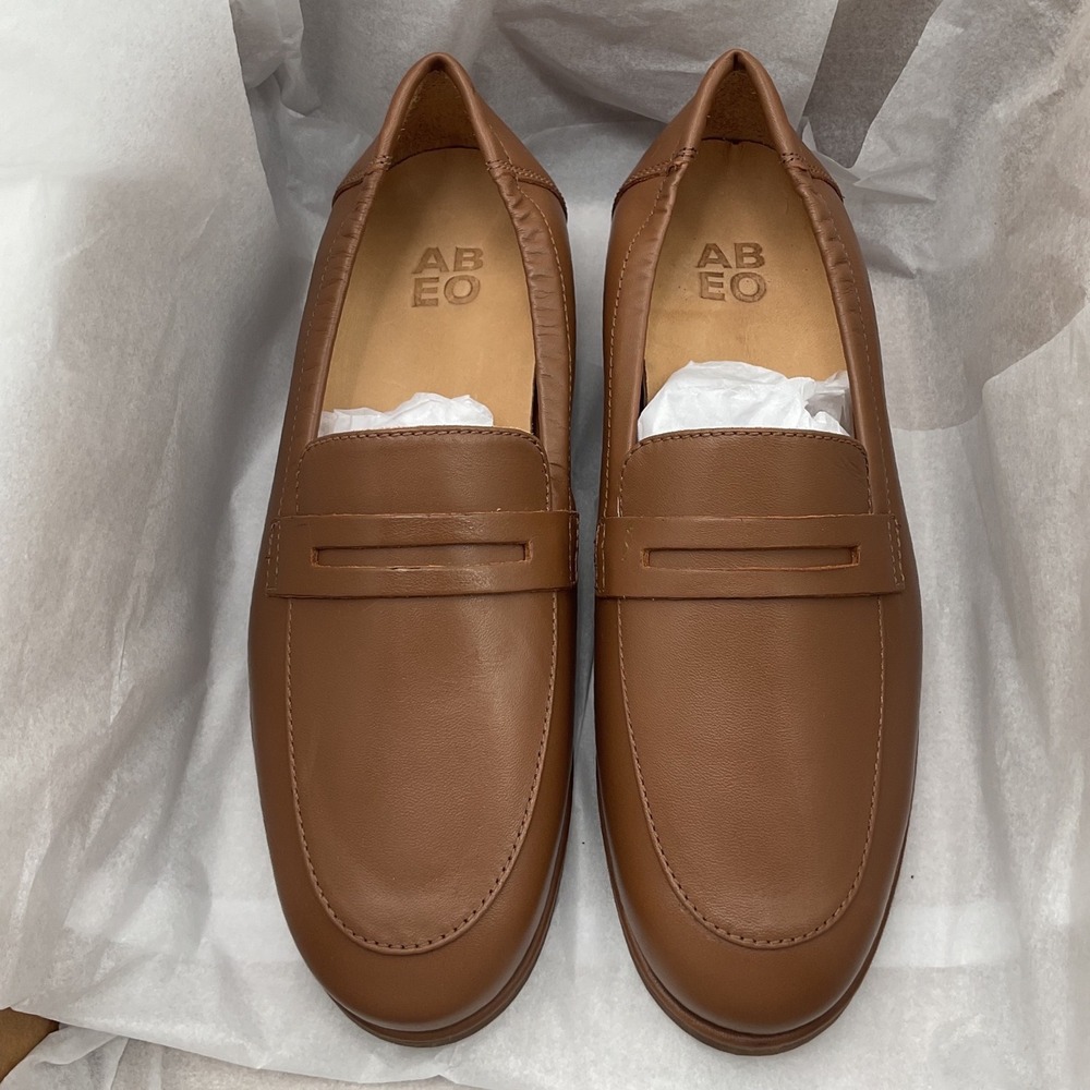 ABEO Naomi Brown Leather Penny Loafers Womens Size 5 Neutral Made in Brazil